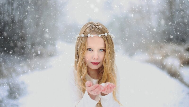 Girl in Snow — White, Serene
