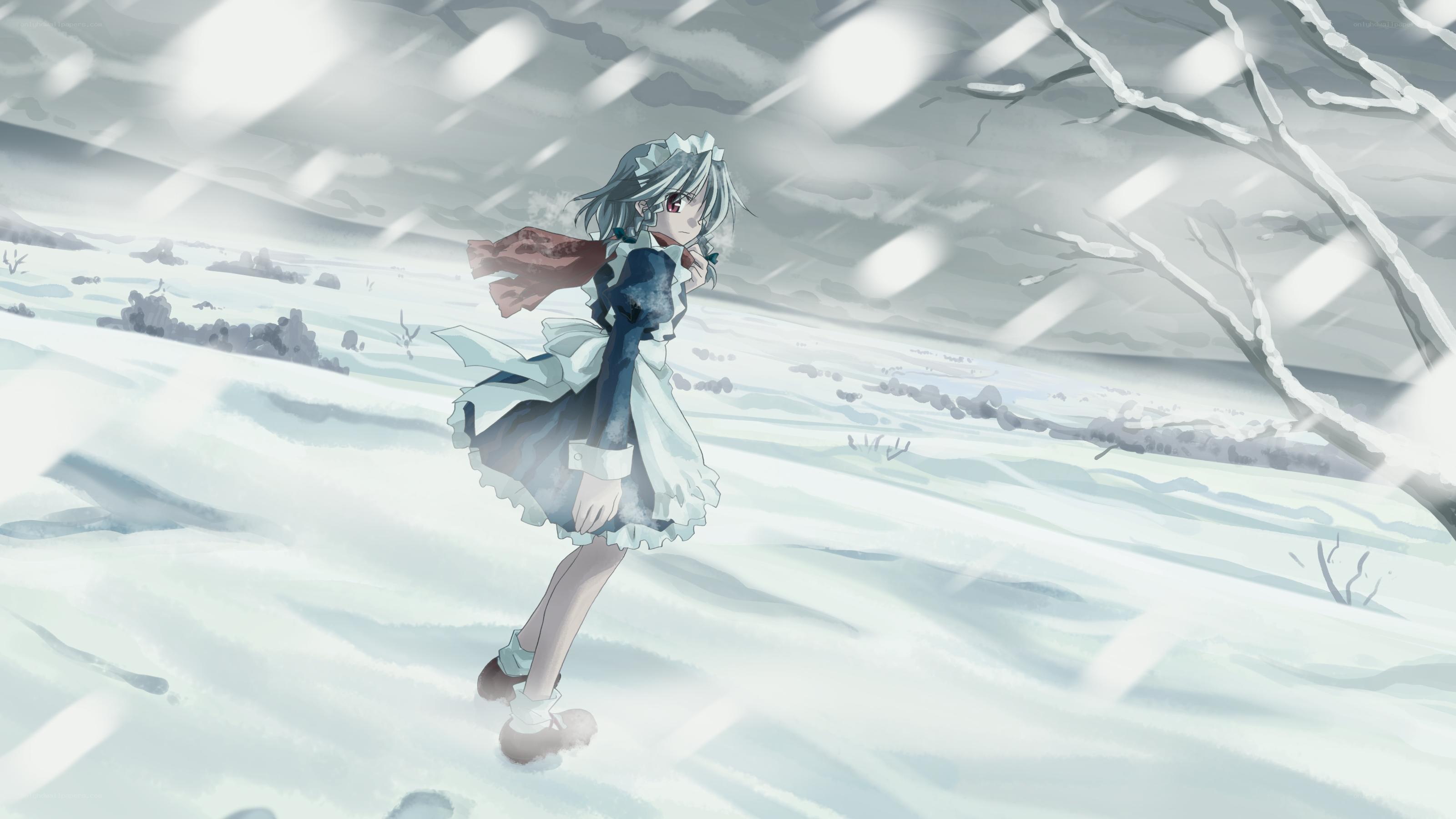 girl in snowstorm