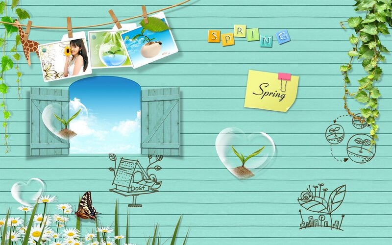 Girl in Spring Collage