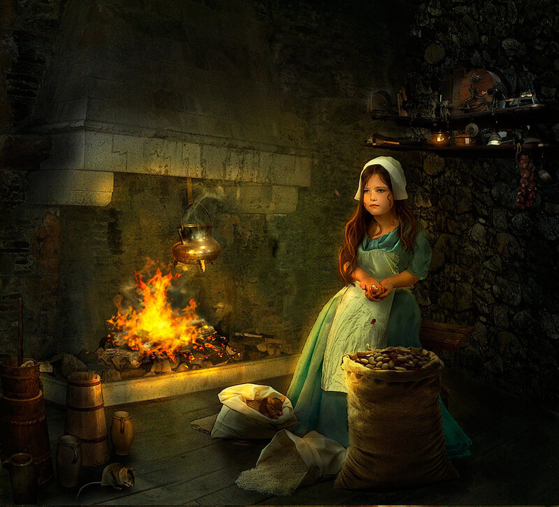 Girl in Stone Kitchen