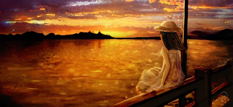 Girl in Straw Hat — Orange