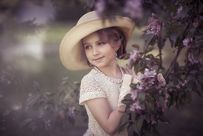 Girl in Straw Hat — Purple