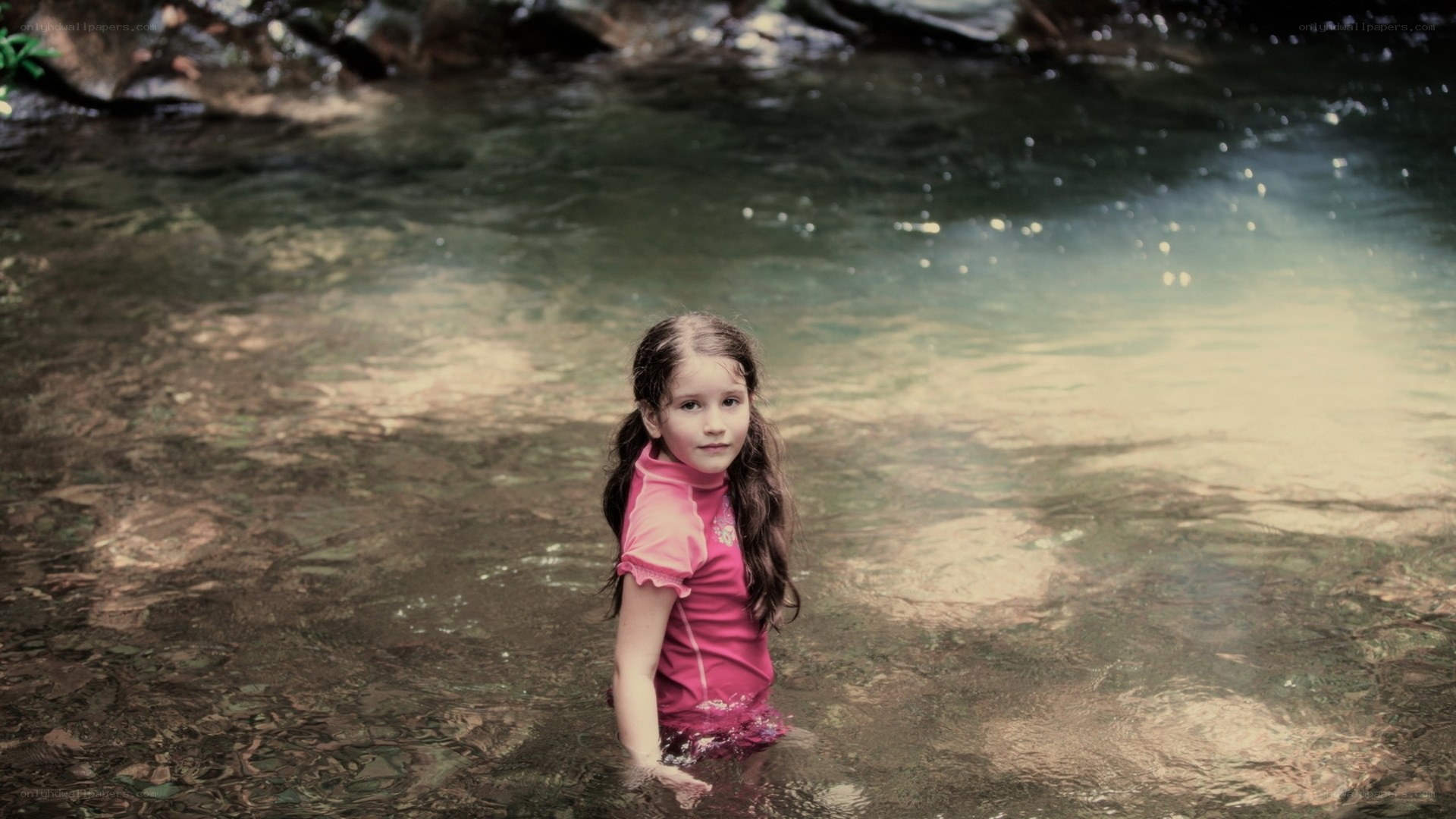 girl in stream