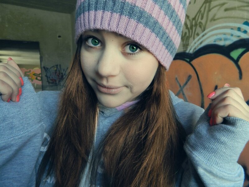 girl in striped beanie