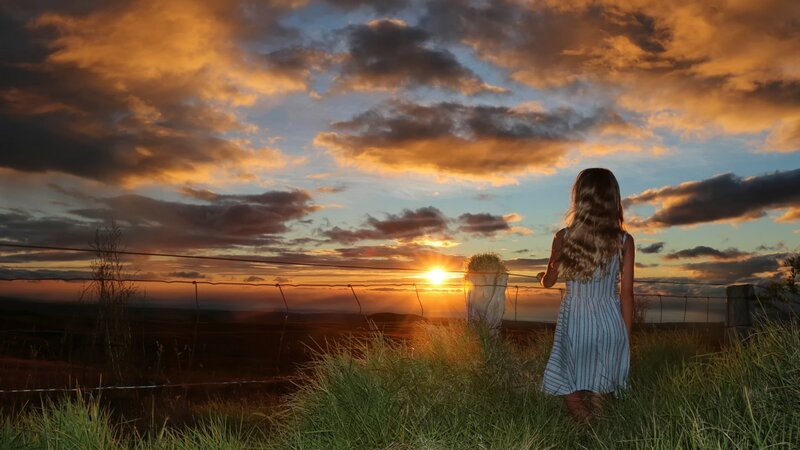 Girl in Striped Dress — Orange