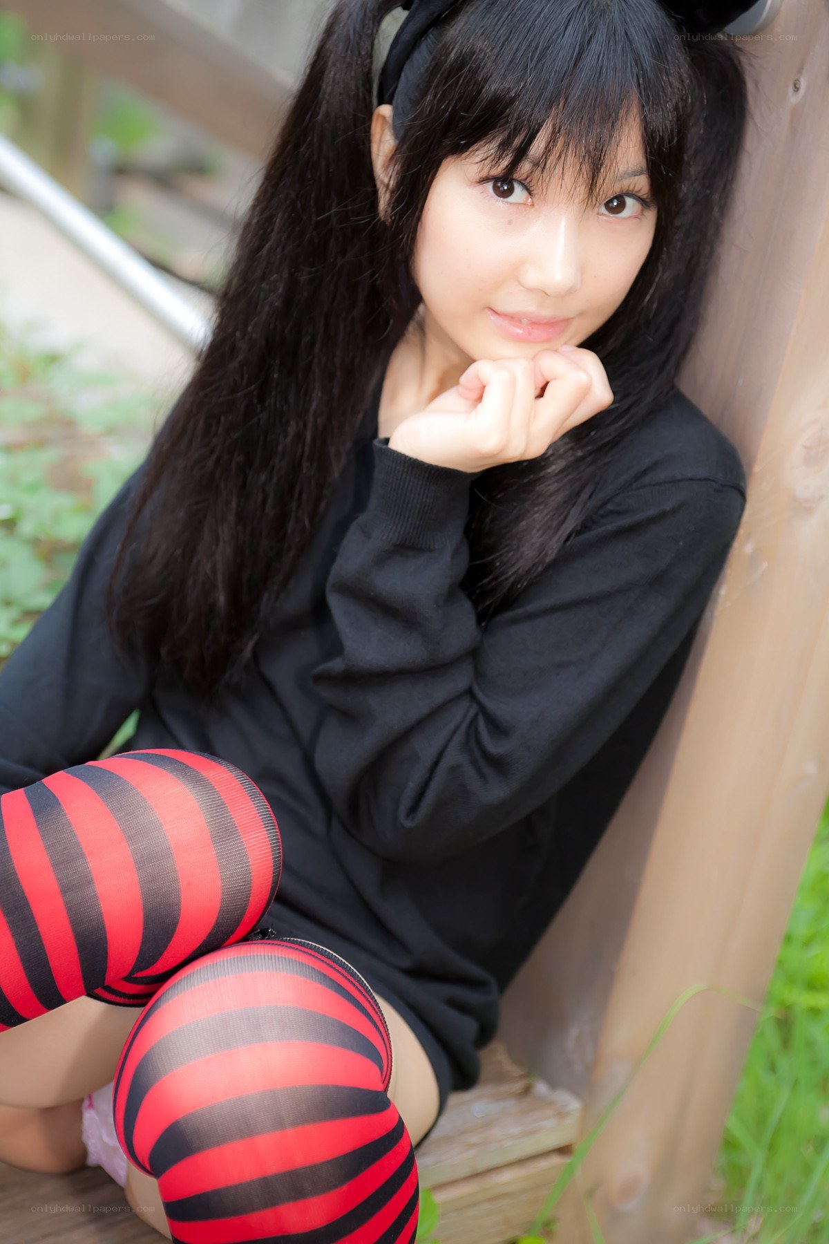 girl in striped tights