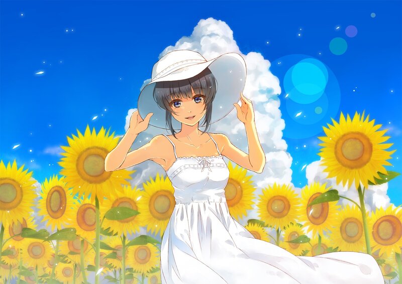 Girl in sunflower field