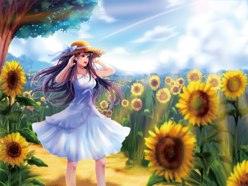 Girl in Sunflower Field — Yellow