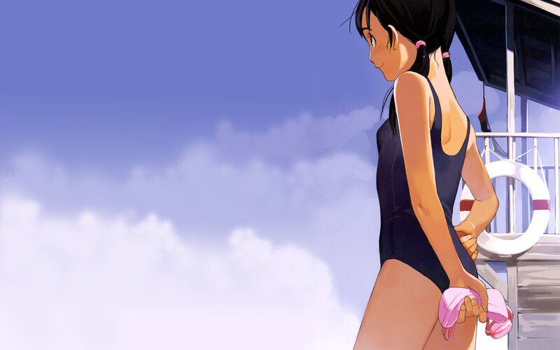 girl in swimsuit at beach