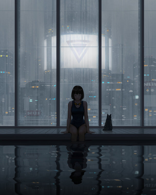 Girl in Swimsuit by Window