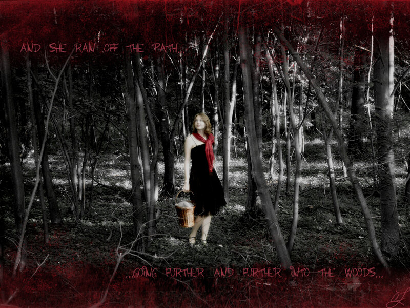 Girl in the woods with basket