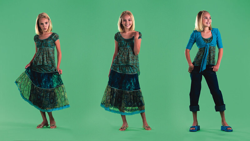 Girl in Three Outfits