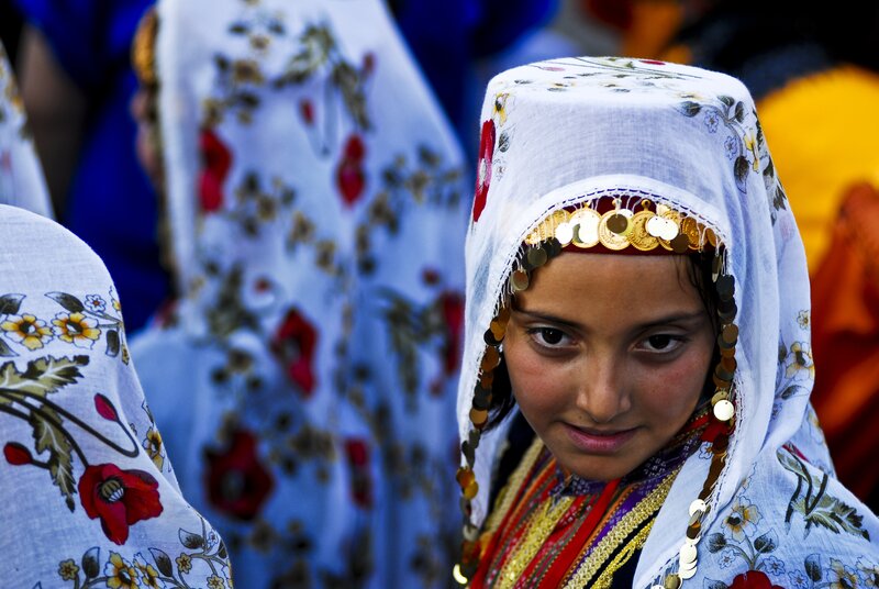girl in traditional headscarf
