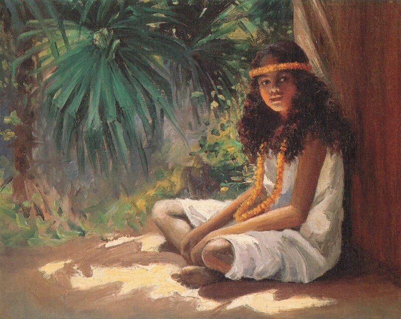 Girl in tropical setting