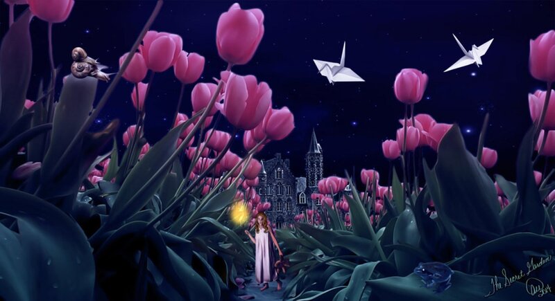 Girl in Tulip Field
