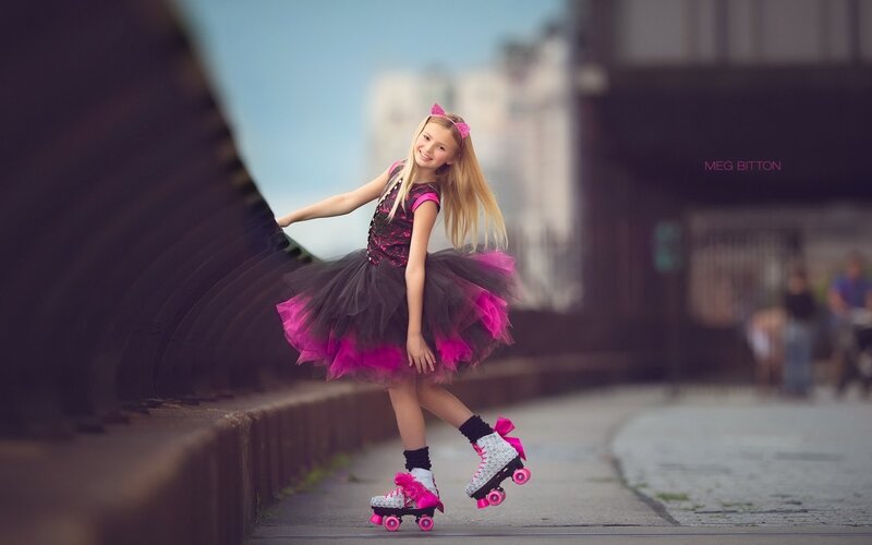 Girl in Tutu on Roller Skates