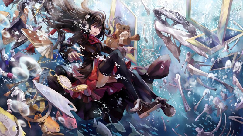 girl in underwater chaos