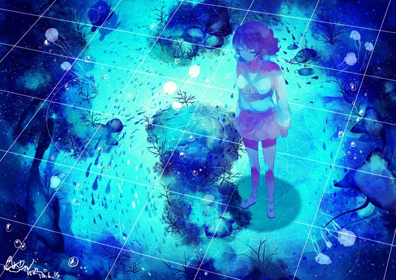 Girl in Underwater Scene — Blue
