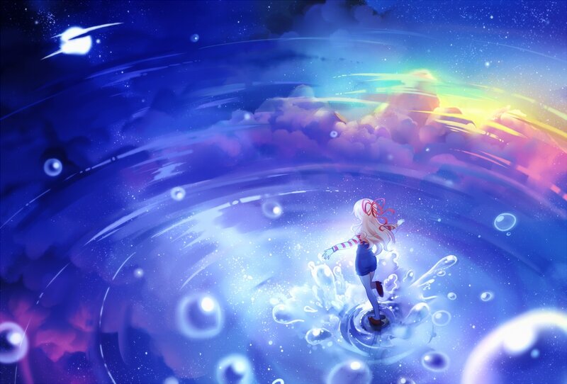 Girl in Water — Blue, Dreamy