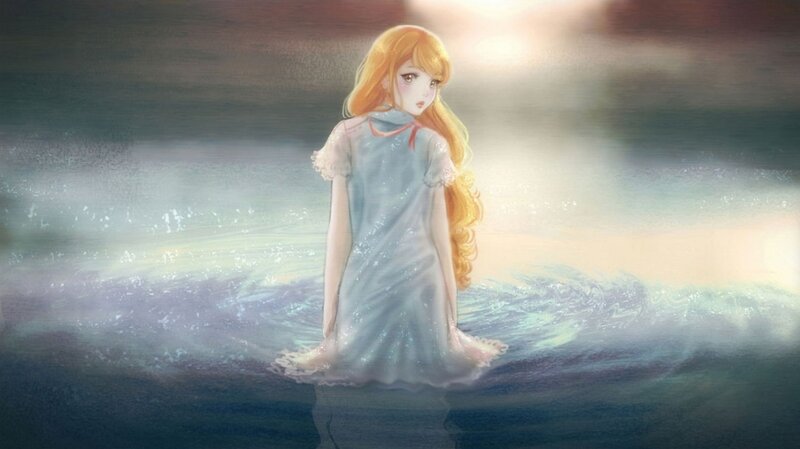 Girl in Water — Blue, Serene