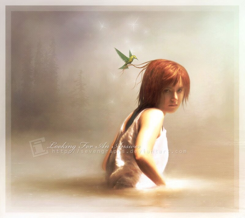 Girl in Water with Bird