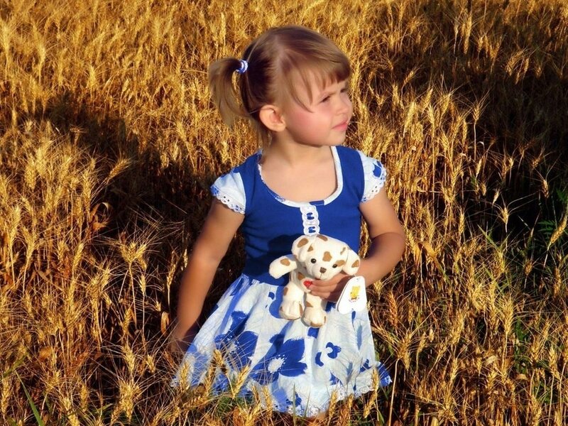 Girl in Wheat Field — Blue