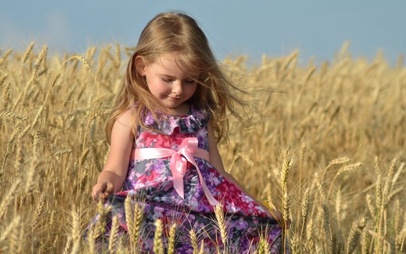 Girl in Wheat Field — Purple
