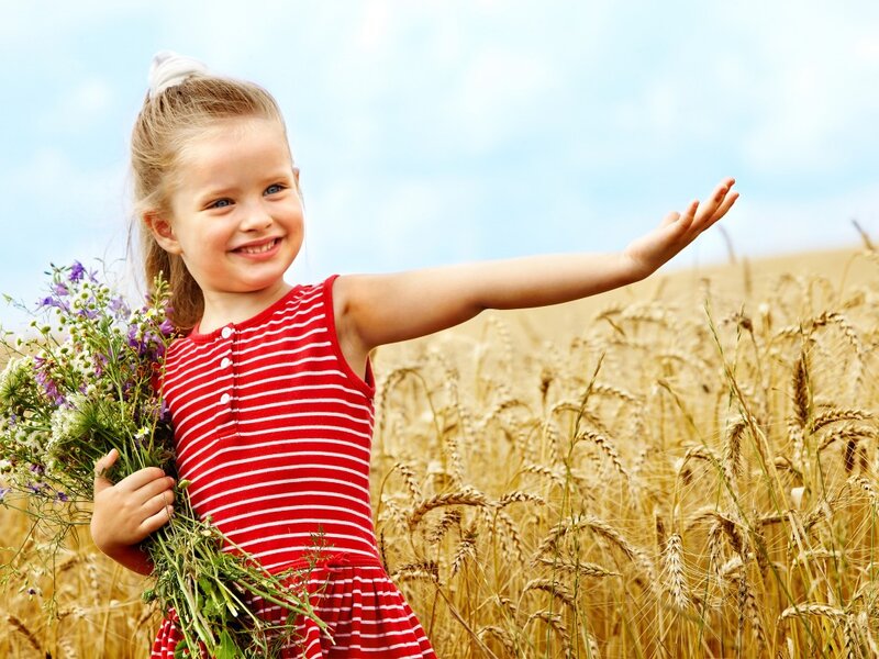 Girl in Wheat Field — Red