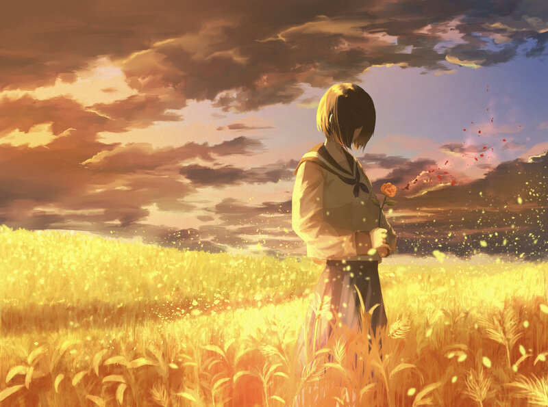 Girl in Wheat Field — Yellow, Dramatic