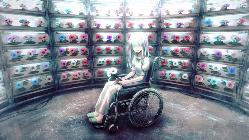 Girl in Wheelchair — White