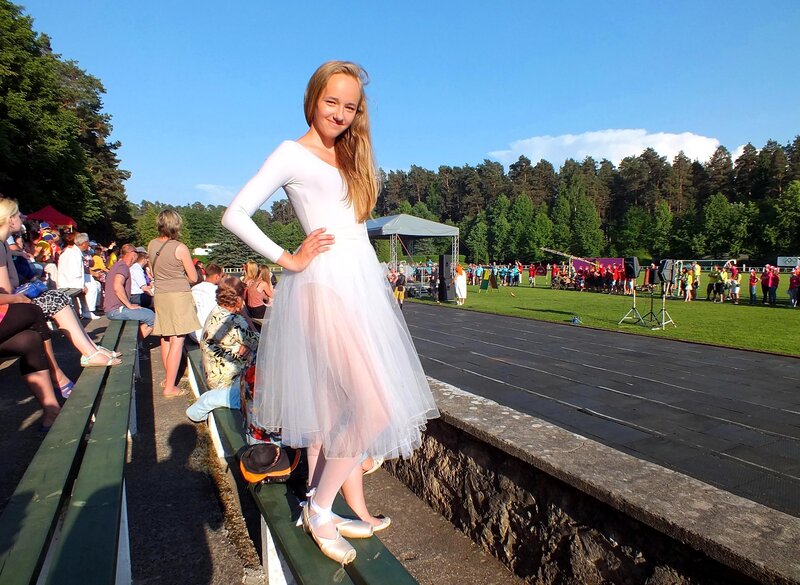 Girl in White Ballet Outfit