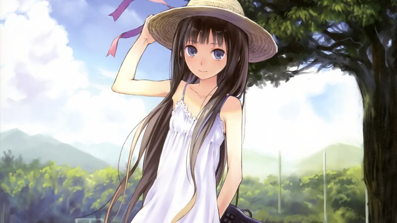 girl in white dress and hat