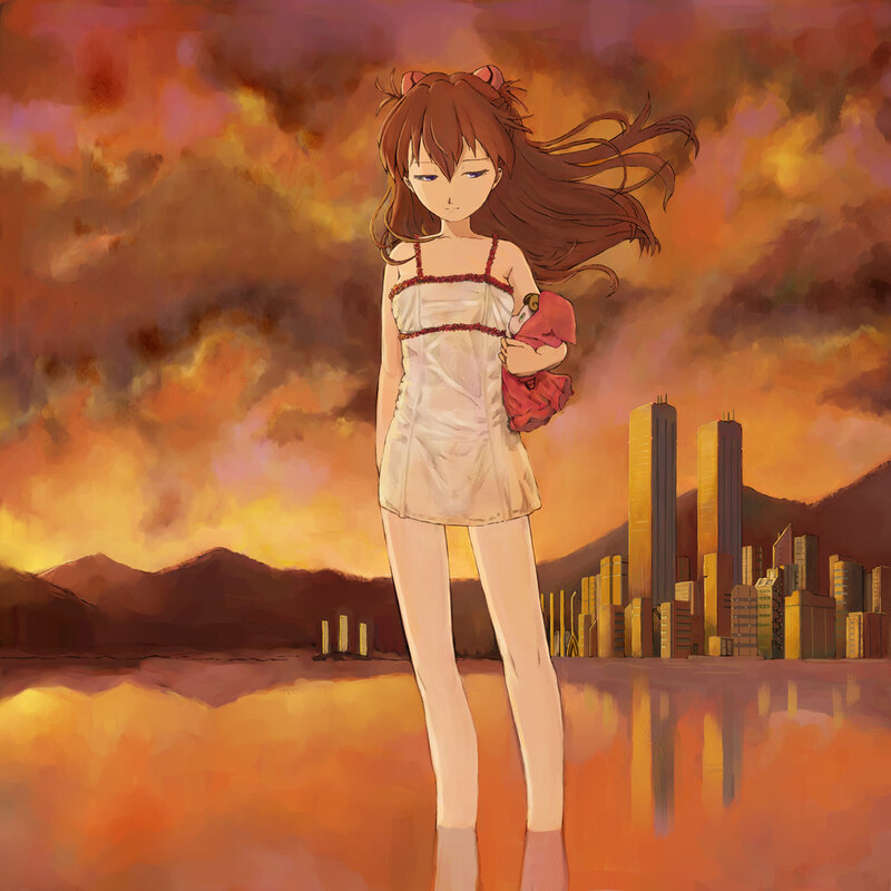 girl in white dress at sunset
