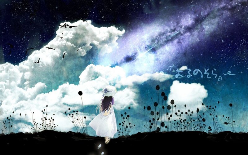 Girl in White Dress — Blue, Dreamy, Night