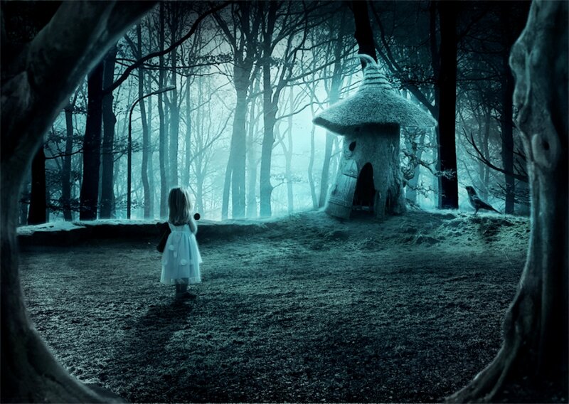 Girl in White Dress — Blue, Mysterious, Night