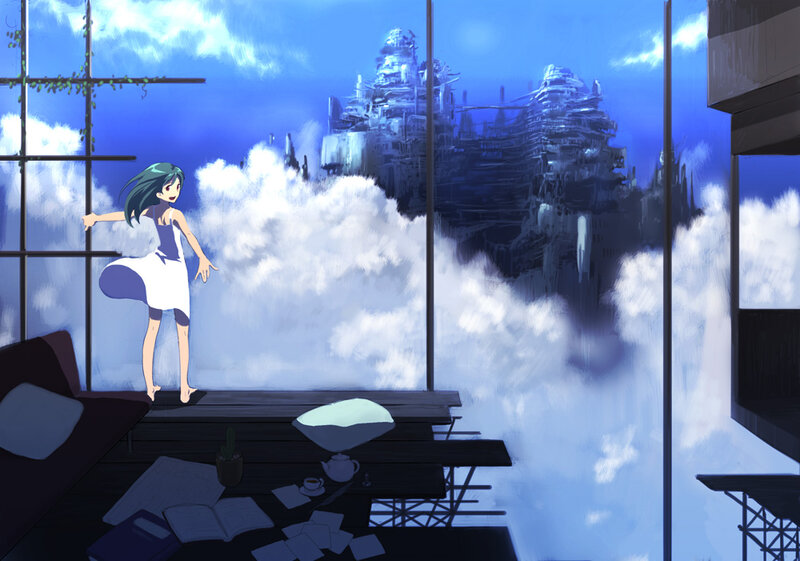 Girl in White Dress — Blue, Serene, Anime