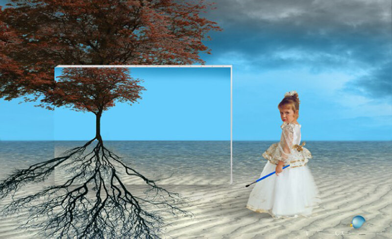 Girl in White Dress — Blue