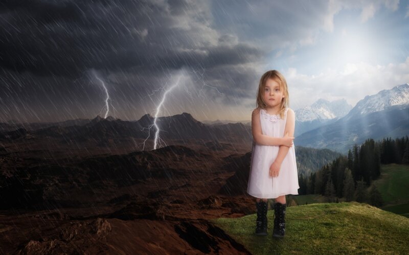 Girl in White Dress — Dramatic, Digital Art