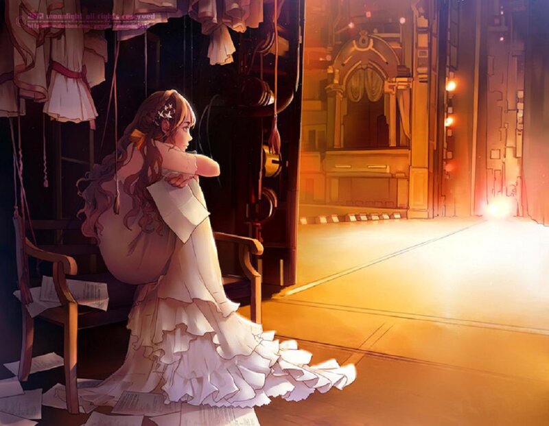 Girl in White Dress — Dramatic, Night, Digital Art