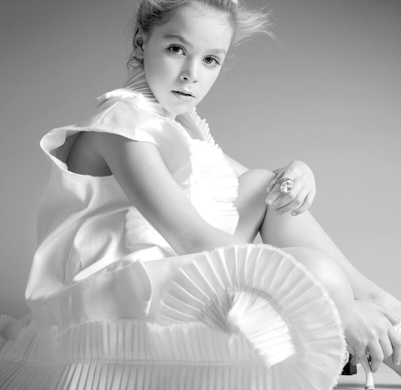 Girl in White Dress — Dramatic, Photograph