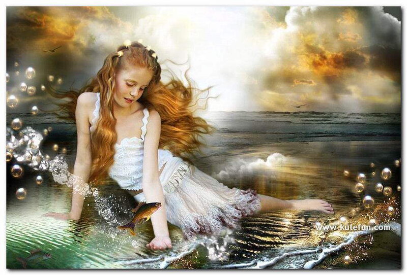 Girl in White Dress — Dramatic, Sunset