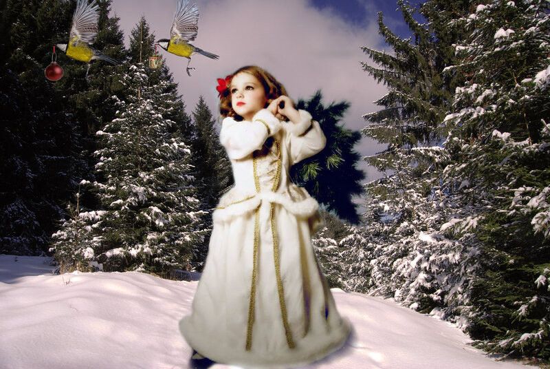 Girl in White Dress — Festive, Winter, Digital Art