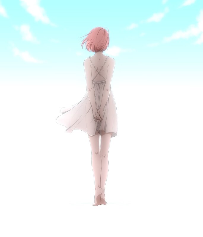 girl in white dress from behind