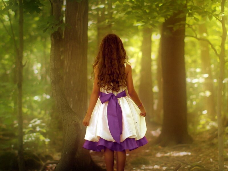 Girl in White Dress — Green, Serene, Afternoon, Photograph