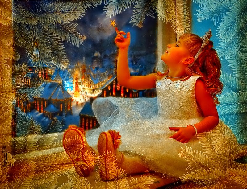 Girl in White Dress — Magical, Night, Digital Art