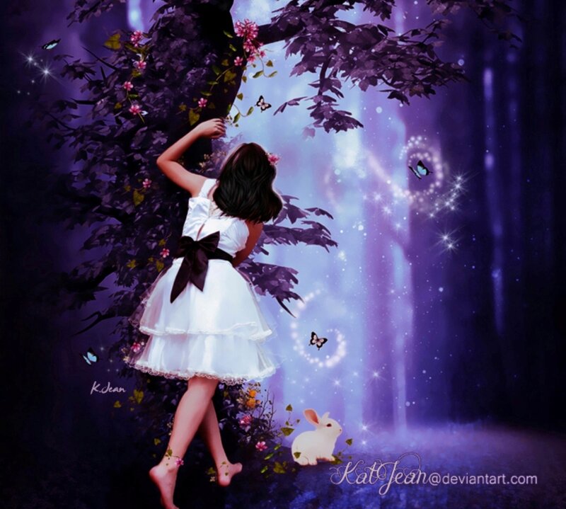 Girl in White Dress — Purple, Magical