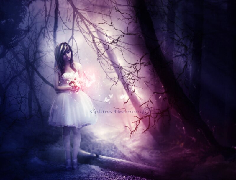 Girl in White Dress — Purple, Mystical