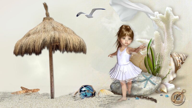 Girl in White Dress — Serene, Afternoon, Digital Art