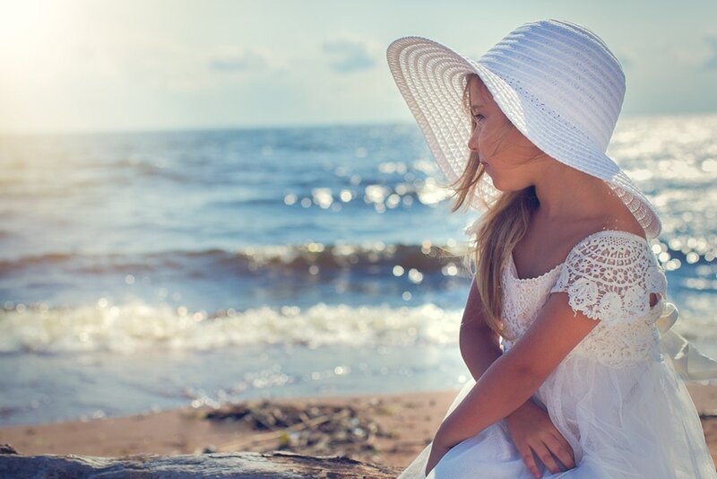 Girl in White Dress — Serene, Afternoon, Photograph, Hat