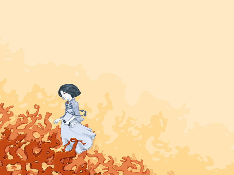 girl in white dress walking